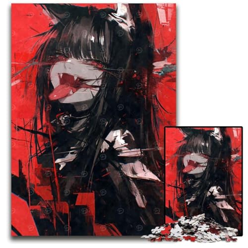 VampirAnimeKatzenmädchenPuzzle für Erwachsene 1000teiliges Holzpuzzle Eltern Liebhaber Freunde Alter 14 1000 Teile (38 x 26 cm) von CXUOSADIP