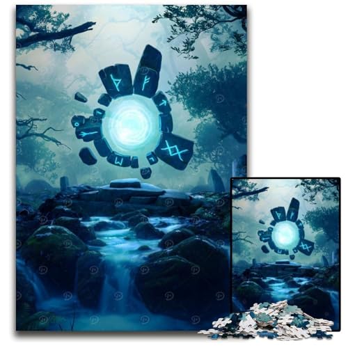 WaldrunenPuzzle 1000 Teile für Erwachsene Papierpuzzle perfekt für Familienspaß Partyspiele Geburtstagspartygeschenke 1000 Teile (38 x 26 cm) von CXUOSADIP