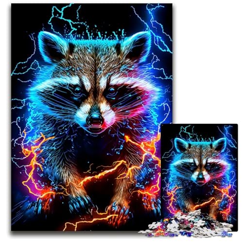 WaschbärPuzzle 1000 Teile für Erwachsene Holzpuzzle Geburtstagsgeschenkidee anspruchsvolles Denkspiel 1000 Teile (75 x 50 cm) von CXUOSADIP