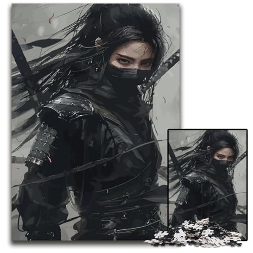 Weibliche NinjaKriegerin Puzzle für Erwachsene 1000 Teile Holzpuzzle für Heimdekoration Gehirntraining 1000 Teile (75 x 50 cm) von CXUOSADIP