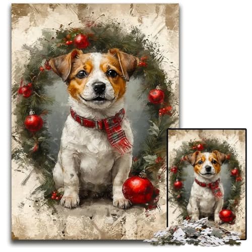 WeihnachtsPuzzle mit Hunden für Erwachsene 1000 Puzzles interaktives Familienspiel GehirnHerausforderung Lernspielzeug 1000 Teile (75 x 50 cm) von CXUOSADIP