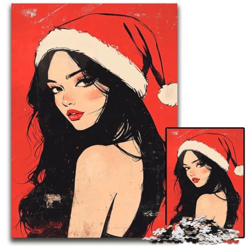 WeihnachtsmädchenIllustration Puzzle 1000 Teile anspruchsvolle Puzzles interaktives Familienspiel GehirnHerausforderung Lernspielzeug 1000 Teile (75 x 50 cm) von CXUOSADIP