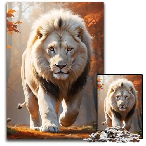 White Lion Autumn1000teiliges Puzzle für Erwachsene Papierpuzzle Geburtstagsgeschenkidee anspruchsvolles Denkspiel 1000 Teile (38 x 26 cm) von CXUOSADIP