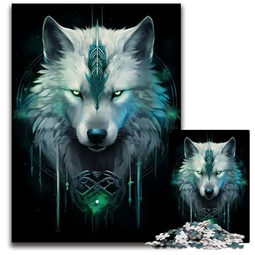 White Wolf Puzzles für 1000 Teile aus Holz anspruchsvolles Denkspiel für Teenager Spaß am Familienspielabend 1000 Teile (75 x 50 cm) von CXUOSADIP
