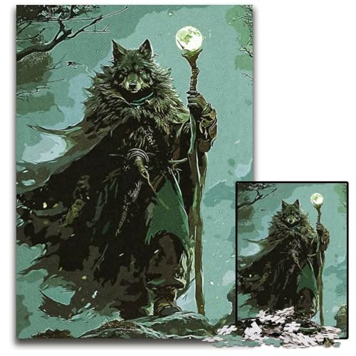 Wolf Magic Jigsaw Puzzle 1000 Teile für Erwachsene Holzpuzzle Geburtstage Feiertage am besten für Weihnachten 1000 Teile (75 x 50 cm) von CXUOSADIP