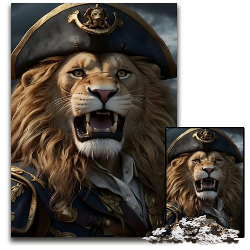 Wütende LöwenpiratenPuzzles für Erwachsene 1000teiliges Holzpuzzle Familienaktivität DIY Heimdekoration 1000 PCS (75 x 50 cm) von CXUOSADIP