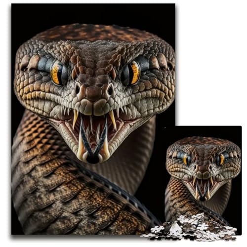 Wütende Schlange Puzzle 1000 Teile für Erwachsene Puzzle Spiel für Erwachsene Geschenk Familieninteraktives Spiel Gehirnherausforderung Geschenk 1000 PCS (38x26cm) von CXUOSADIP