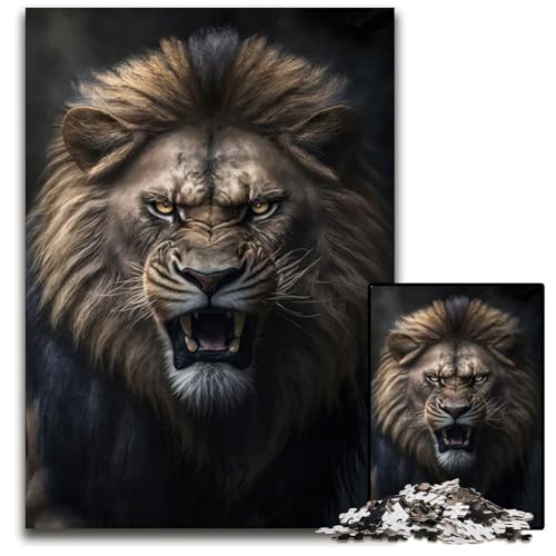 Wütender Löwe Puzzle für Erwachsene 1000 Puzzles interaktives Familienspiel GehirnHerausforderung Lernspielzeug 1000 Teile (75 x 50 cm) von CXUOSADIP