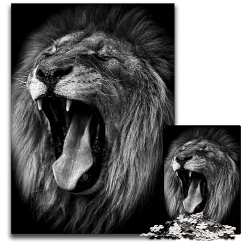 Wütender MasaiLöwe MitesserPuzzle für Erwachsene 1000teiliges Holzpuzzle Familienaktivität DIY Heimdekoration 1000 PCS (38 x 26 cm) von CXUOSADIP