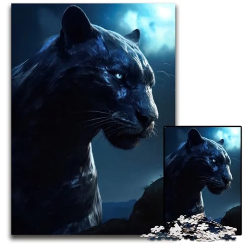 Wütender Panther bei Nacht14 1000teiliges Puzzle für Erwachsene Puzzle Denksportaufgabe Spiel für Erwachsene interaktive Familienaktivität 1000 Teile (75 x 50 cm) von CXUOSADIP