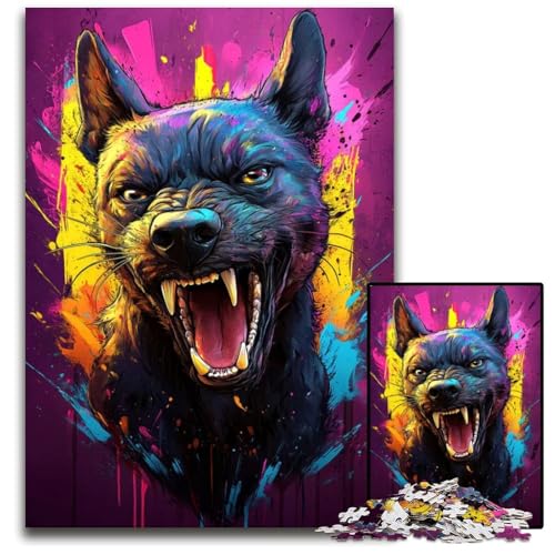 Wütender bunter Hund 14 Puzzle 1000 Teile Holzpuzzle ideal für Verliebte perfektes Weihnachts Neujahrs und Valentinstagsgeschenk 1000 Teile (38 x 26 cm) von CXUOSADIP