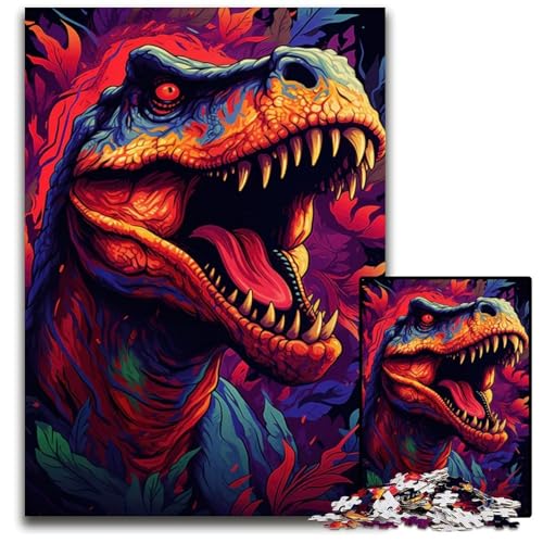 Wütendes TRexPoster 1000teiliges Puzzle für Erwachsene anspruchsvolle Puzzles Denksportaufgabe interaktives Familienspiel geeignet für Kinder ab 14 Jahren 1000 Teile (75 x 50 cm) von CXUOSADIP