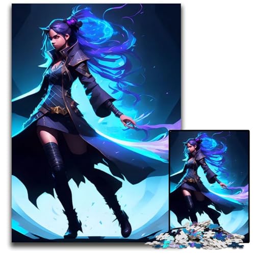 ZaubererMädchenPuzzle 1000 Teile für Erwachsene Holzpuzzle perfekt für Familienspaß Partyspiele Geburtstagspartygeschenke 1000 Teile (75 x 50 cm) von CXUOSADIP