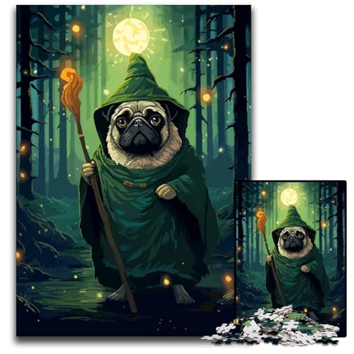 ZaubererMops süße PixelArt Puzzle 1000 Teile für Erwachsene PapierPuzzles für Erwachsene anspruchsvolles Denkspiel für Teenager Spaß für den Familienspieleabend 1000 Teile (38 x 26 cm) von CXUOSADIP