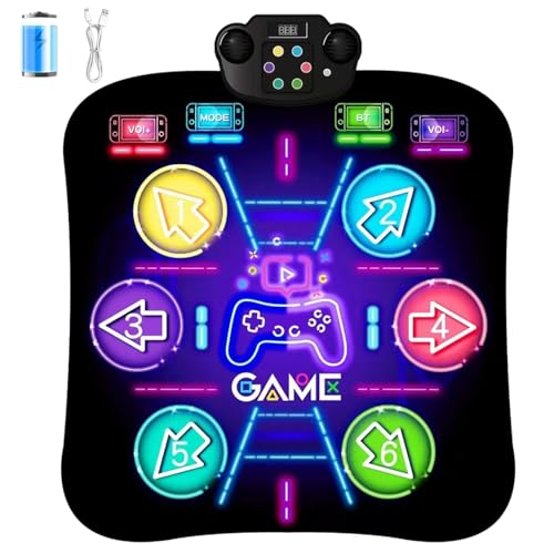 CXWLMAT Kinder Tanzmatte mit 1200mAh Aufladbar Akku, 6 Beleuchtete Pfeilen & Bluetooth, Elektronisch Musik Tanzspielmatte für Mädchen und Jungen von 3 4 5 6 7 8+ Jahren, Innen-/Außenbereich, Geschenke CXWLMAT Kinder Tanzmatte mit 1200mAh Aufladbar Akku, 6 Beleuchtete Pfeilen & Bluetooth, Elektronisch Musik Tanzspielmatte für Mädchen und Jungen von 3 4 5 6 7 8+ Jahren, Innen-/Außenbereich, Geschenke von CXWLMAT