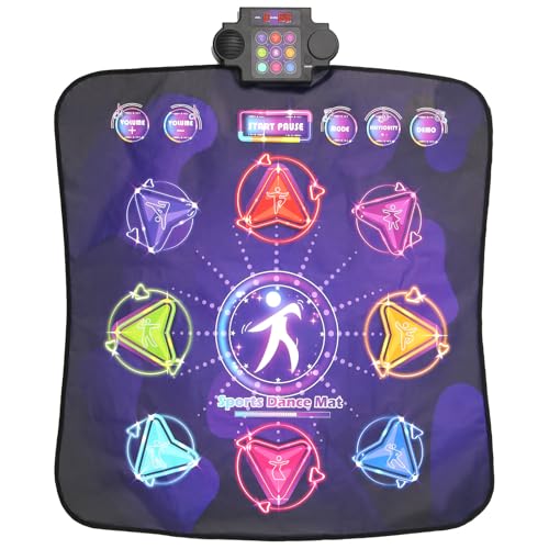 CXWLMAT Kinder Tanzmatte für Mädchen von 3 4 5 6 7 8+ Jahren, 9 Spielmodi mit Einstellbarem Schwierigkeitsgrad & Lautstärke, Sichere Tragbare Musik-Tanzmatte mit 9 Tasten für Drinnen & Draußen von CXWLMAT