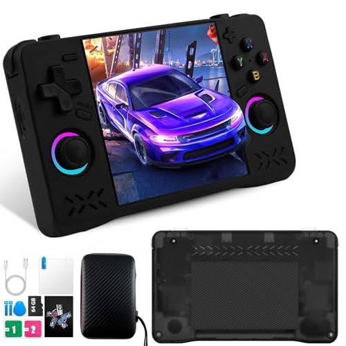 Upgraded XF40H Retro Handheld Spielkonsole, 128 G über 40.000 Spiele, Retro Konsole mit vorinstallierten Klassikern & Multi-Emulatoren, 4.0 Zoll 4K HD IPS Bildschirm, Linux-System (Schwarz-128G) von CXYP