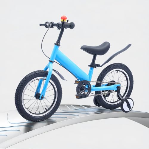 CXYTX 14 Zoll Laufrad, ab 2-5 Jahre mit Bremse – 3-in-1 BalanceBike mitStützrädernHöhenverstellbarer Sattel Ultraleichter Kohlenstoffstahl 7KG für Jungen & Mädchen.,Blau,14zoll von CXYTX
