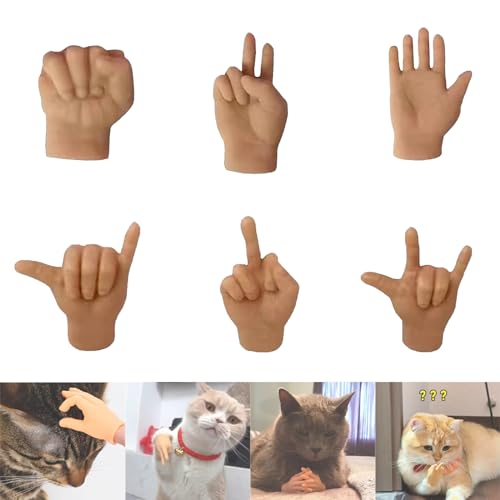 Tiny Hands, Mini Hands for Cats, Finger Puppets, Tiny Hands for Cats, Tiny Hands for Fingers, Tiny Folded Hands for Cat Paws, Funny Cat Finger for Cats and Dogs (I) von CXZQQ