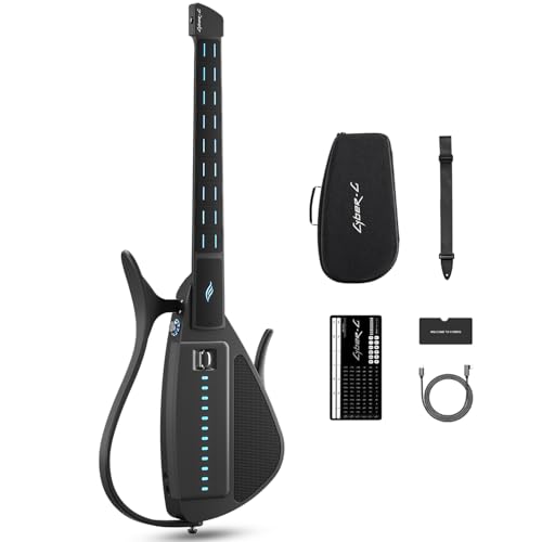 Enya CYBER-G Saitenlose Smart-Gitarre, tragbare Reisegitarre, Hunderte von Instrumentensounds, eingebauter Lautsprecher und Drum Machine, schnelles Lernen (Black) von CYBER-G