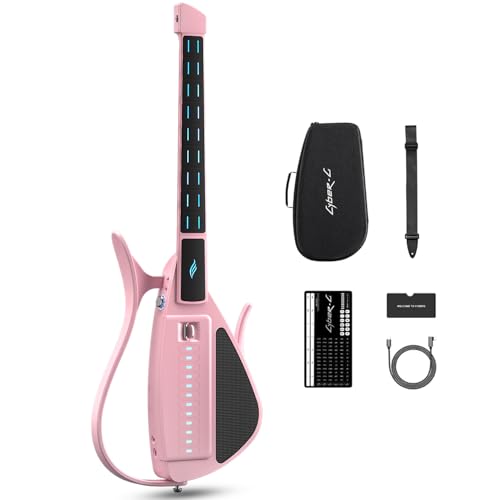 Enya CYBER-G Saitenlose Smart-Gitarre, tragbare Reisegitarre, Hunderte von Instrumentensounds, eingebauter Lautsprecher und Drum Machine, schnelles Lernen (Pink) von CYBER-G