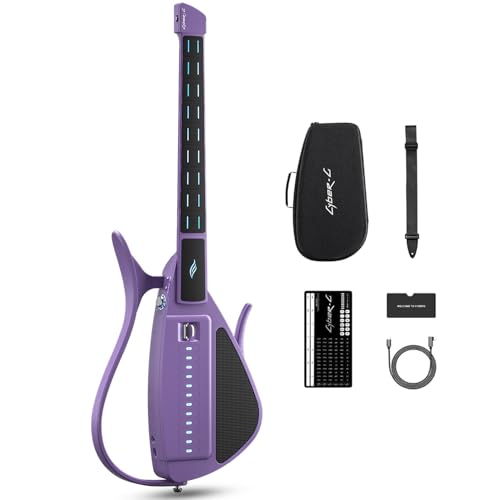 Enya CYBER-G Saitenlose Smart-Gitarre, tragbare Reisegitarre, Hunderte von Instrumentensounds, eingebauter Lautsprecher und Drum Machine, schnelles Lernen (Purple) von CYBER-G