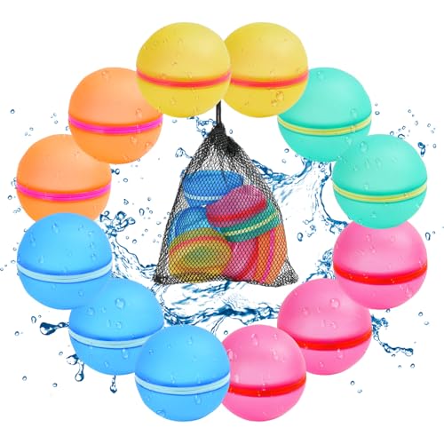 12 Stück Wiederverwendbare Wasserbomben mit Netzbeutel, Magnet Selbstschließend Wasserbomben Für Wasserschlachten, Einfaches und Schnelles Befüllen, Geeignet für Kinder, Erwachsene, Strand, Poolparty 12 Stück Wiederverwendbare Wasserbomben mit Netzbeutel, Magnet Selbstschließend Wasserbomben Für Wasserschlachten, Einfaches und Schnelles Befüllen, Geeignet für Kinder, Erwachsene, Strand, Poolparty von CYFIE