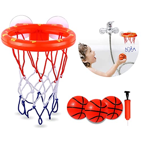 Cyfie Mini Basketballkorb mit Bälle und Pumpe, Badezimmer Basketballkorb Baby Badewannenspielzeug Mini Basketball mit Saugnapf Wasserspielzeug Kinder Spielzeug, 3 Bälle von CYFIE