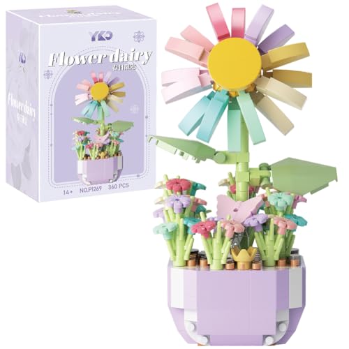 Blumenstrauß Bausteine Set, Blumen Konstruktionsspielzeug, DIY Botanik Kollektion Deko Geschenk mit Exquisiten Verpackungsboxen, Faux Kunststoff Blumen Rosenstrauß für Kinder Home Deko, Zimmerdeko Blumenstrauß Bausteine Set, Blumen Konstruktionsspielzeug, DIY Botanik Kollektion Deko Geschenk mit Exquisiten Verpackungsboxen, Faux Kunststoff Blumen Rosenstrauß für Kinder Home Deko, Zimmerdeko von CYGMRFH