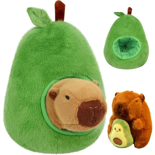Capybara Plüschtier,2 PCS Capybaras Doll Puppe,Niedliche Puppe Anhänger Schlüsselanhänger,Creative Plüsch,für Jungen und Mädchen Geburtstag Ostern (Avocado) von CYGMRFH
