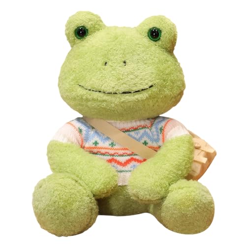 Stuffed Frog Animal Plush Toys,Cuddly Traveling Frosch Kuscheltier Soft Stuffed Toy Plush,25Cm Frog Toy Plushie Pillow Birthday Gifts Adorable Doll Gift For Kids Girls Boys-Sweater Backpack Style von CYGMRFH