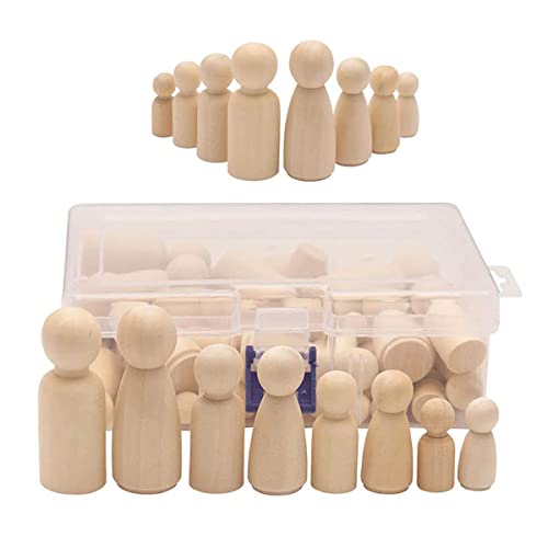 CYH 50 Stück Figuren aus Holz zum Bemalen – Spielsteine aus Holz für Puppen – Peg Doll Holz Puppe Natur Basteln Handpuppe – für Malerei Kinder Dekoration DIY von CYH