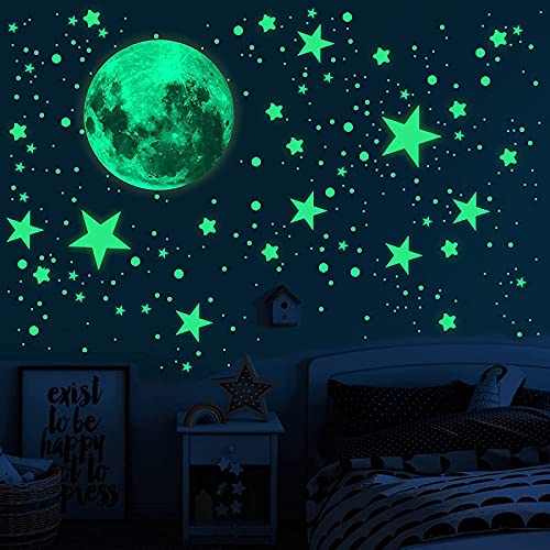 CYH 563 Stück leuchtende Sterne, Wandsticker, Mond und Sterne, leuchtend, selbstklebend, ideal für Decke, Kinderzimmer, Wanddekoration von CYH
