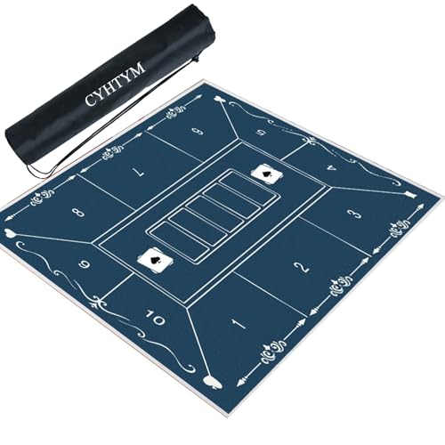 CYHTYM Blaue, weiche Mahjong-Matte mit Geräuschunterdrückung, quadratische Tischmatte(60CM/23.6") von CYHTYM