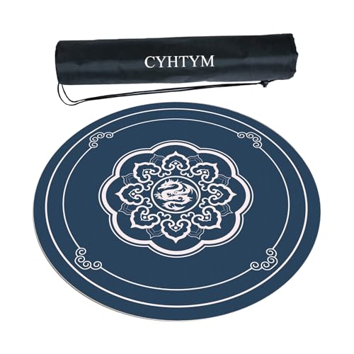 CYHTYM Blaue Mahjong-Matte im chinesischen Stil, rutschfeste und geräuschreduzierende Tischplattenabdeckung(140cm/55.1") von CYHTYM