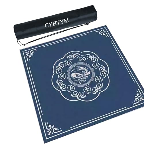 CYHTYM Blaue große Mahjong-Matte, rutschfeste und geräuschreduzierende Dicke Tischmatte(85cm/33.4") von CYHTYM