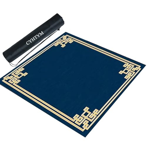 CYHTYM Blaue quadratische Mahjong-Matte, geeignet für Esstische und automatische Mahjong-Matten(60CM/23.6") von CYHTYM