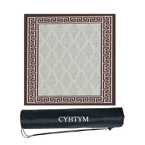 CYHTYM Blaue rutschfeste Mahjong-Matte mit Aufbewahrungstasche mit Kordelzug, quadratische, geräuschunterdrückende große Tischmatte(Blue2,140cm/55.1") von CYHTYM