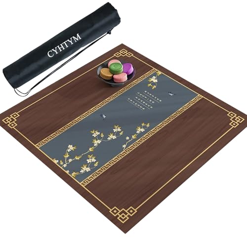 CYHTYM Braune Dicke Mahjong-Matte, weiche, rutschfeste und geräuschreduzierende Tischmatte(Brown1,95cm/37.4") von CYHTYM