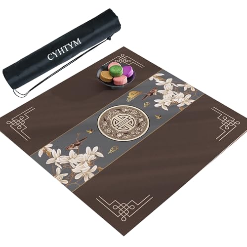 CYHTYM Braune Dicke Mahjong-Matte, weiche, rutschfeste und geräuschreduzierende Tischmatte(Brown2,95cm/37.4") von CYHTYM
