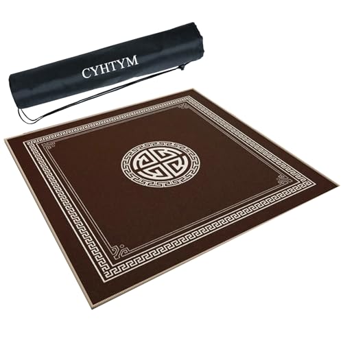CYHTYM Braune große Mahjong-Matte, chinesischer Stil, rutschfeste und geräuschreduzierende Tischmatte(Brown2,60CM/23.6") von CYHTYM