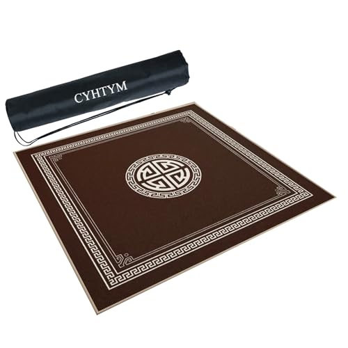CYHTYM Braune quadratische Mahjong-Matte, große, weiche Tischmatte mit Geräuschunterdrückung, mit Aufbewahrungstasche(Brown1,80CM/31.5") von CYHTYM