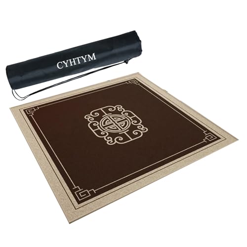 CYHTYM Braune quadratische Mahjong-Matte, große, weiche Tischmatte mit Geräuschunterdrückung, mit Aufbewahrungstasche(Brown2,140cm/55.1") von CYHTYM