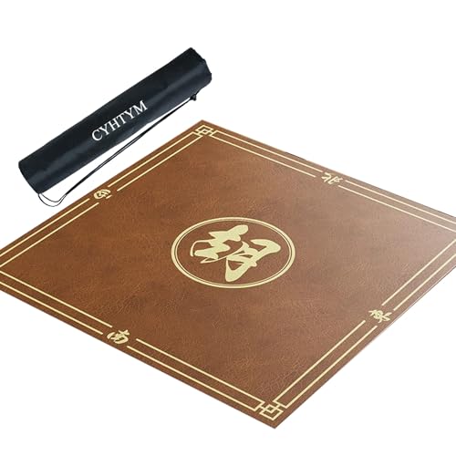 CYHTYM Braunes Leder, Geräuschreduzierung, Isolierung, Anti-Rutsch-Mahjong-Tischset(Gray3,95cm/37.4") von CYHTYM
