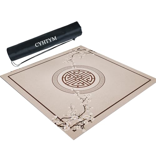 CYHTYM Chinesische Mahjong-Matte, Dicke, rutschfeste und geräuschreduzierende Tischmatte, kann zugeschnitten Werden(Beige,95cm/37.4") von CYHTYM