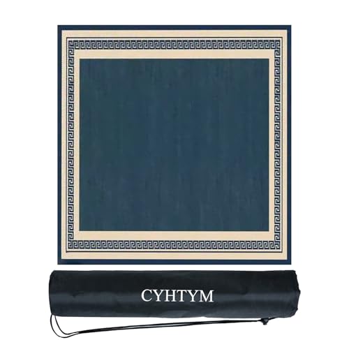 CYHTYM Chinesische Mahjong-Matte aus Kristallsamt mit Rutschfester Gummiunterseite, geeignet für Poker, Schachbrett(Blue,120cm/47.2") von CYHTYM