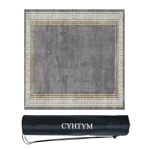 CYHTYM Chinesische Mahjong-Matte aus Kristallsamt mit Rutschfester Gummiunterseite, geeignet für Poker, Schachbrett(Gray,140cm/55.1") von CYHTYM