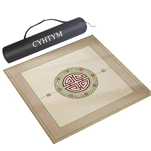 CYHTYM Chinesische Mahjong-Matte mit Aufbewahrungstasche, leise, rutschfest, quadratische Tischmatte(60CM/23.6") von CYHTYM