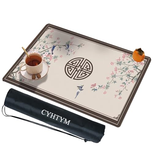 CYHTYM Chinesische Mahjong-Matte mit Aufbewahrungstasche, rutschfest, geräuschreduzierend, wasserabsorbierend, große Tischmatte(Gray,100CM/39.3") von CYHTYM