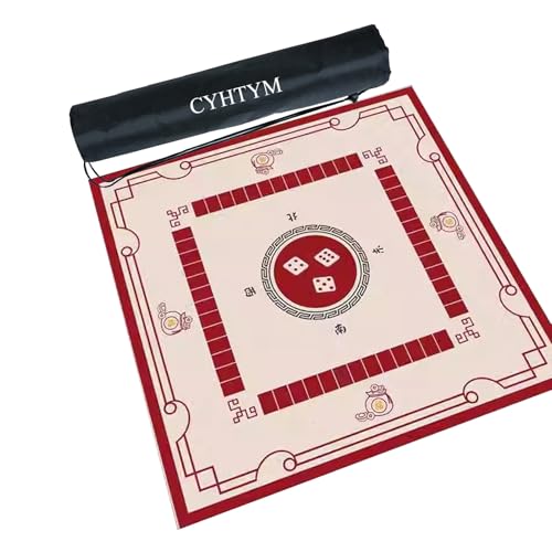 CYHTYM Chinesische quadratische Mahjong-Matte mit Aufbewahrungstasche, geeignet für automatische Mahjong-Tische und Esstische(Red,60CM/23.6") von CYHTYM